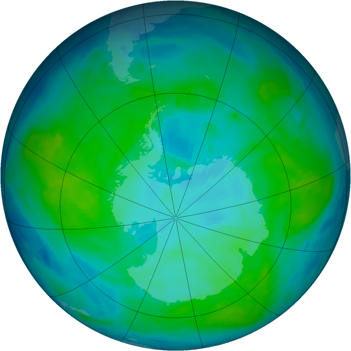 Antarctic ozone map for 17 January 1997